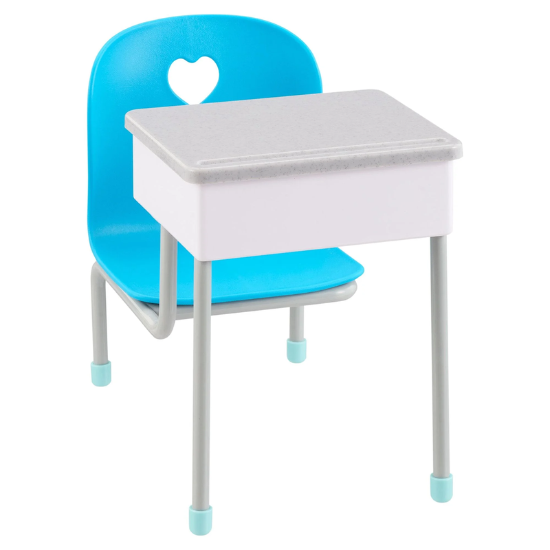 Jozie Check - Plastic Student Desk with Blue Seat 