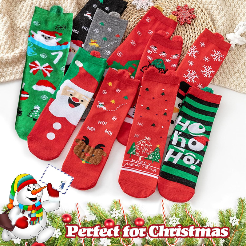 12 Pairs Christmas Socks - Fun Colorful Holiday Socks