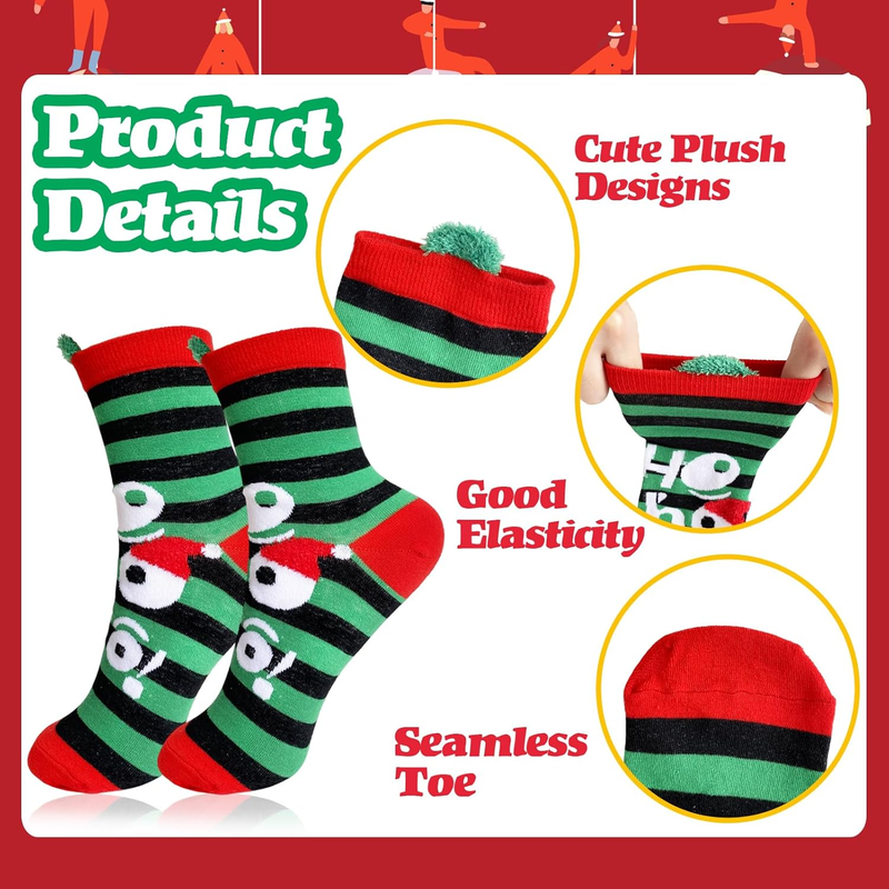 12 Pairs Christmas Socks - Fun Colorful Holiday Socks