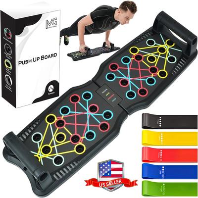 Foldable Push Up Board for Men & Women with Accessories for Home Workouts