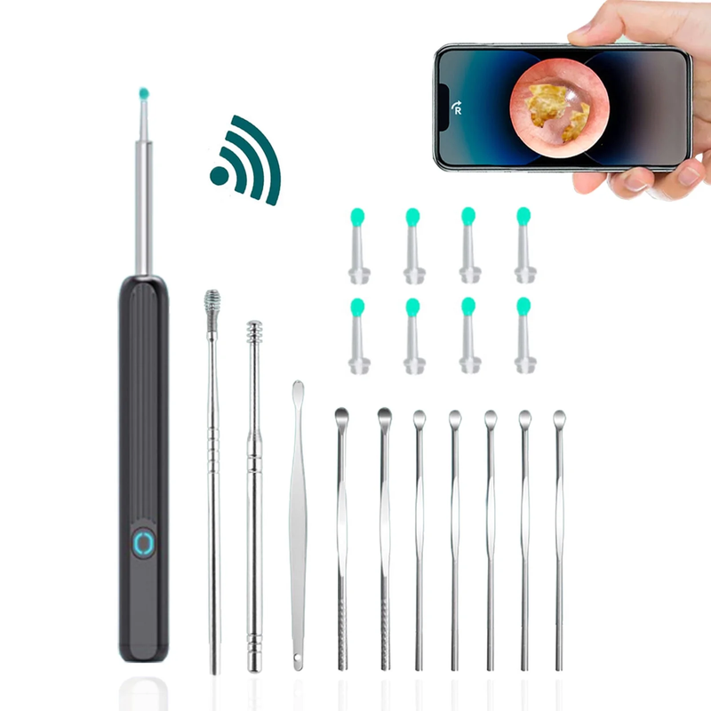 11 Pcs Wireless Earpick, Ear Wax Removal Kit with Camera 1296P HD with 6 LED Lights & Silicone Soft Ear Tips 