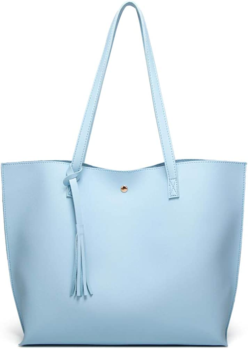 Women S Soft Faux Leather Tote Shoulder Bag from Dreubea, Big Capacity Tassel Handbag