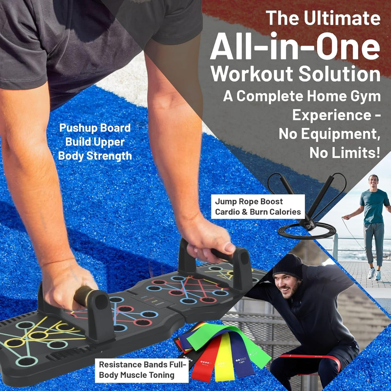 Foldable Push Up Board for Men & Women with Accessories for Home Workouts