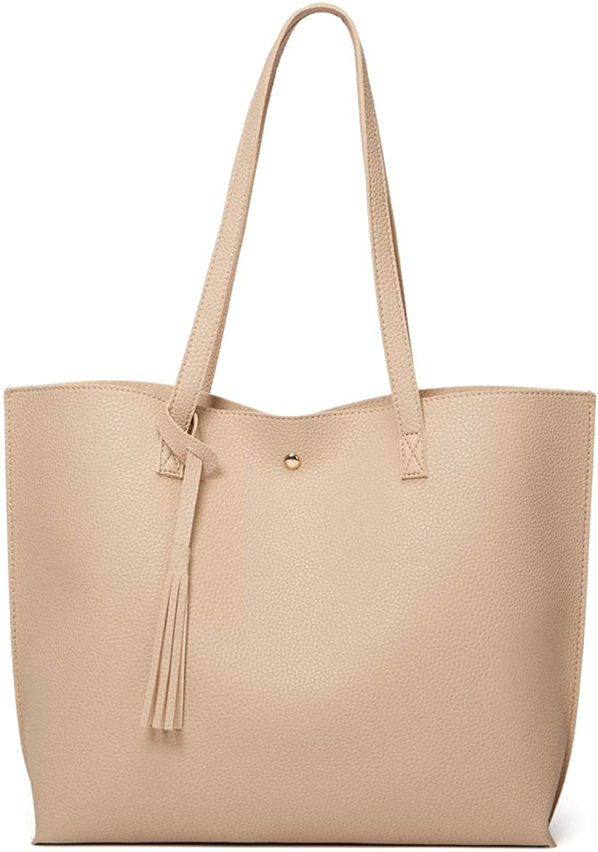 Women S Soft Faux Leather Tote Shoulder Bag from Dreubea, Big Capacity Tassel Handbag