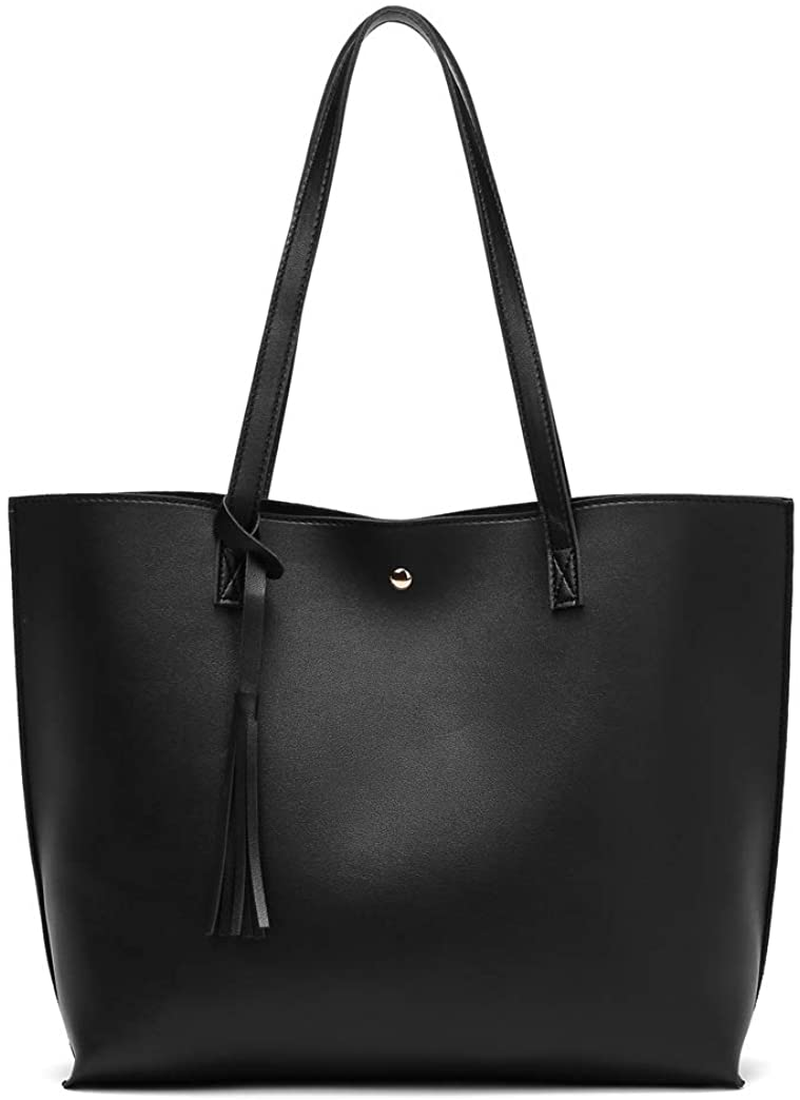 Women S Soft Faux Leather Tote Shoulder Bag from Dreubea, Big Capacity Tassel Handbag