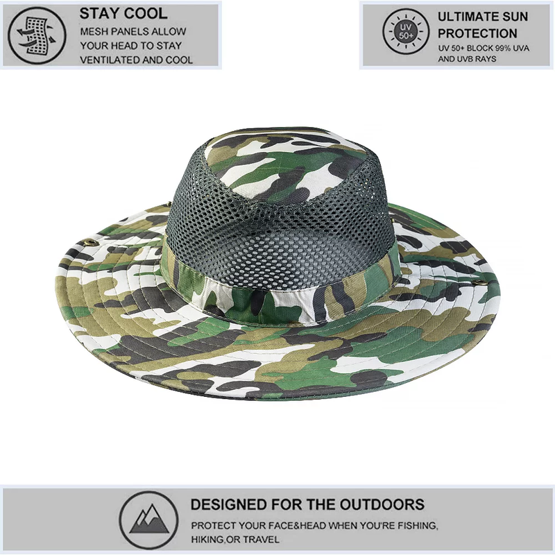 Wide Brim Breathable Sun Cap Boonie Bucket Hat