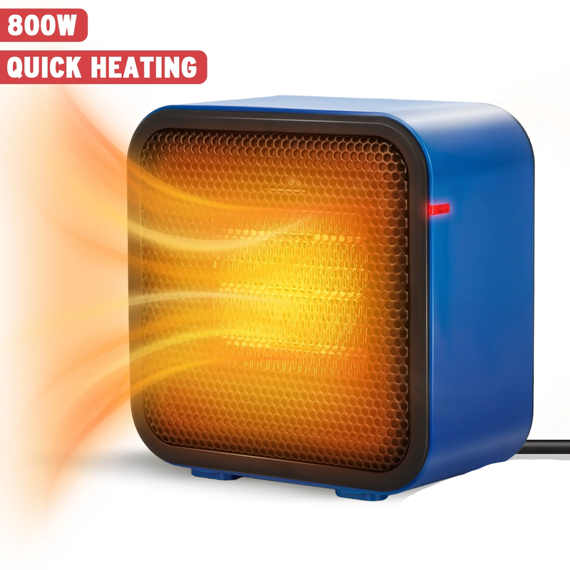 800W Compact Ceramic Fan Space Heater, Overheat & Tip-Over Protection, Low Noise
