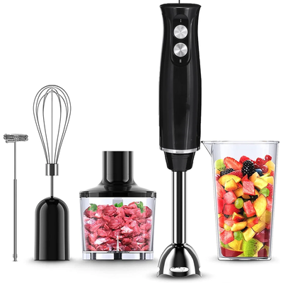 Immersion Blender, 500 Watt Hand Blender, 5-In-1 Stick Blender with Chopper & Beaker