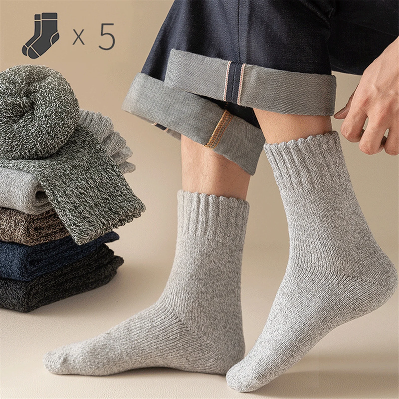 5 Pairs Merino Wool Socks for Men, Thick Winter Wool Hiking Socks