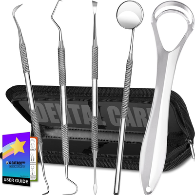 5 Piece Kit with Case - Dental Tools, Dental Hygiene Kit, Oral Care 