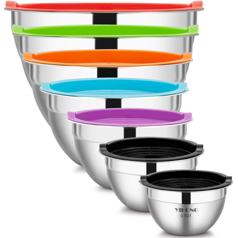 7 Bowl Set of Stainless Steel Mixing Bowls with Lids