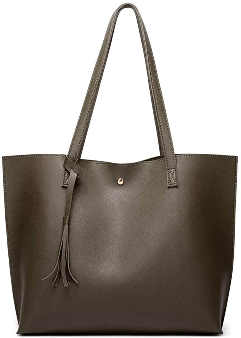 Women S Soft Faux Leather Tote Shoulder Bag from Dreubea, Big Capacity Tassel Handbag