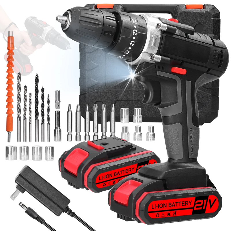 21V Cordless Drill and Impact Driver 1300Mah Wireless & Rechargeable