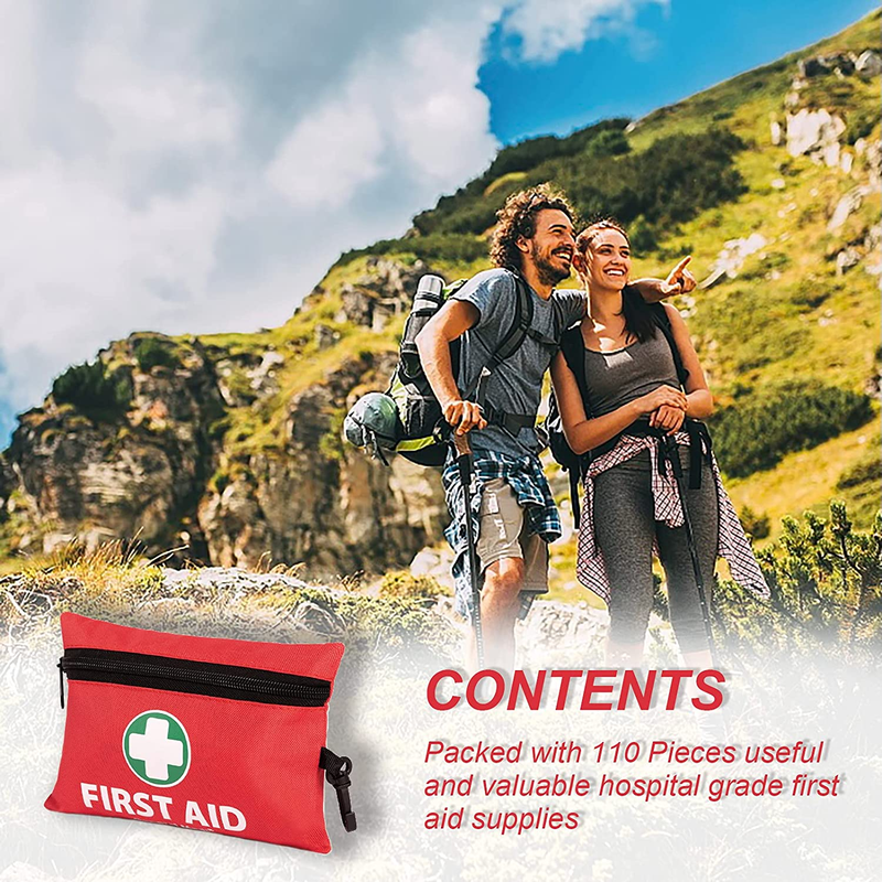 Mini First Aid Kit - 110 Piece Small First Aid Kit 