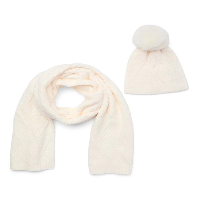 Women's Cozy Cross Beanie and Winter Scarf 2-Piece Gift Set