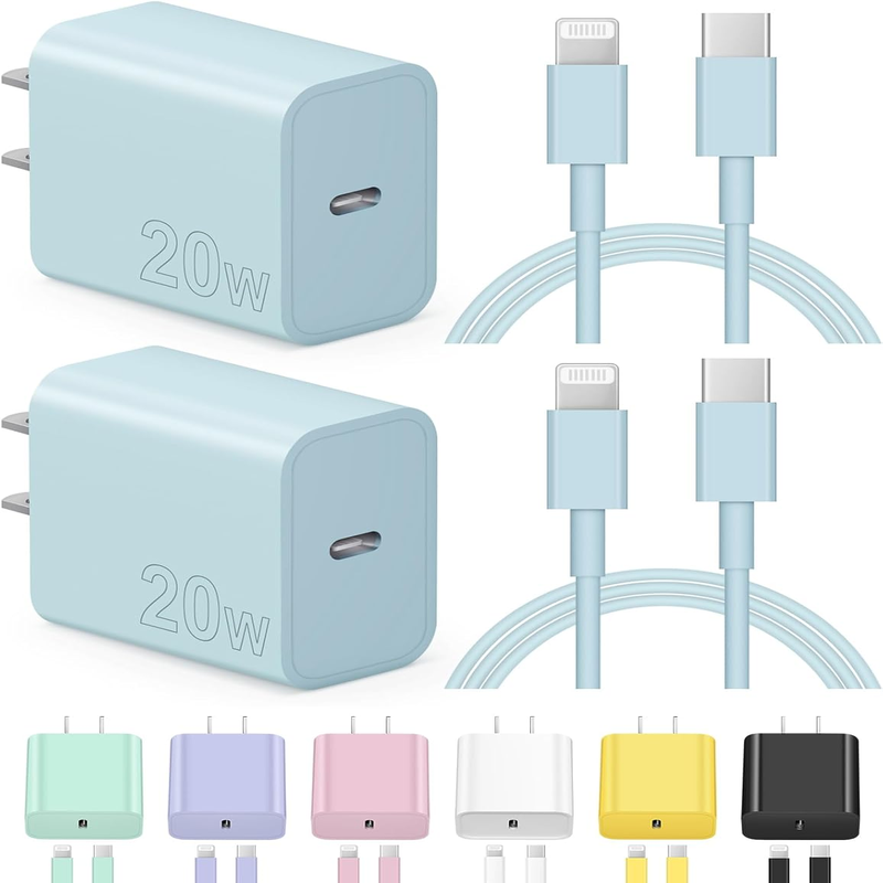 2 Pack Fast Charging USB C Charger Blocks with 6FT Cords