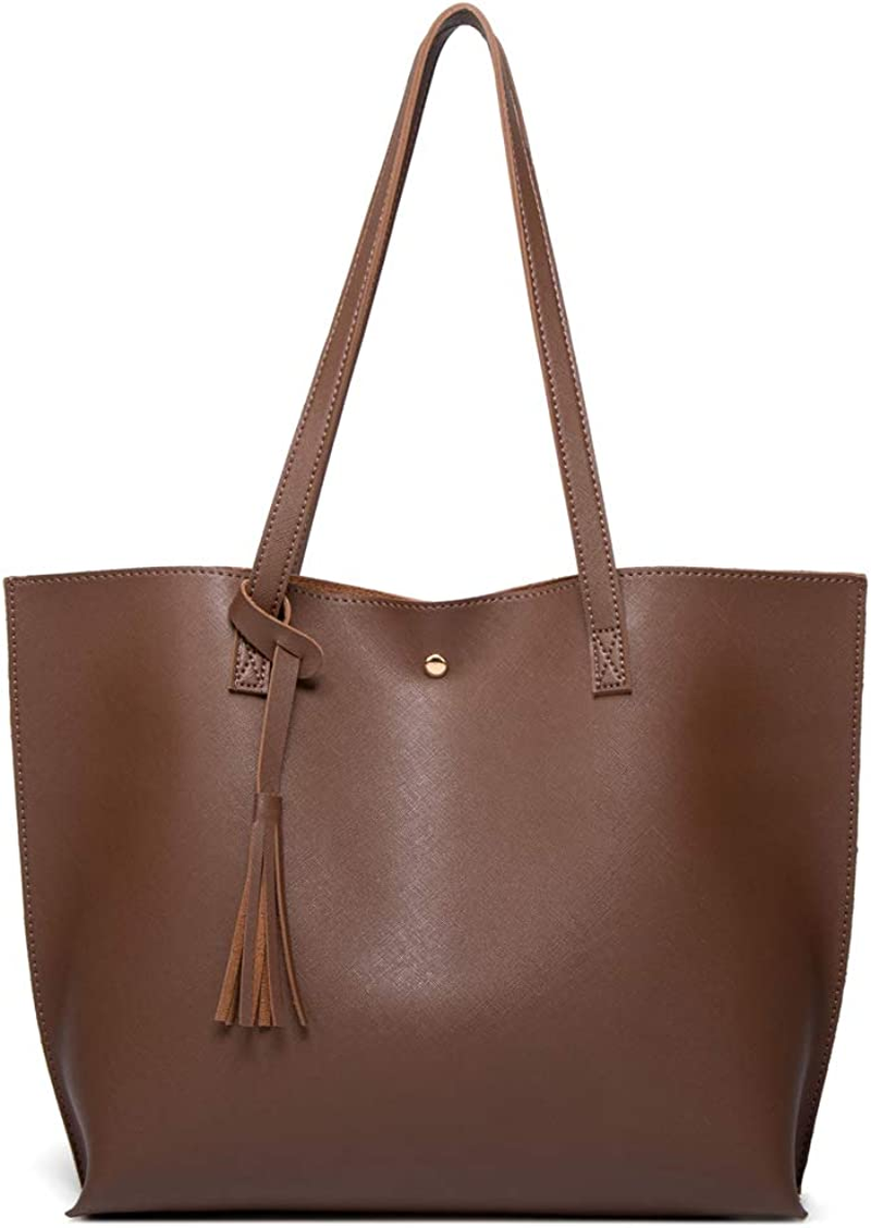 Women S Soft Faux Leather Tote Shoulder Bag from Dreubea, Big Capacity Tassel Handbag