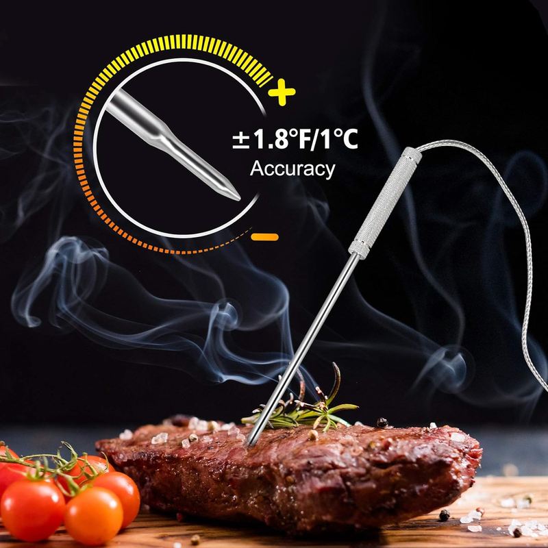 Wireless Meat Thermometer for Grilling Smoking or Kitchen Cooking - 3 Probes - Monitor Ambient Temperature Inside The Grill