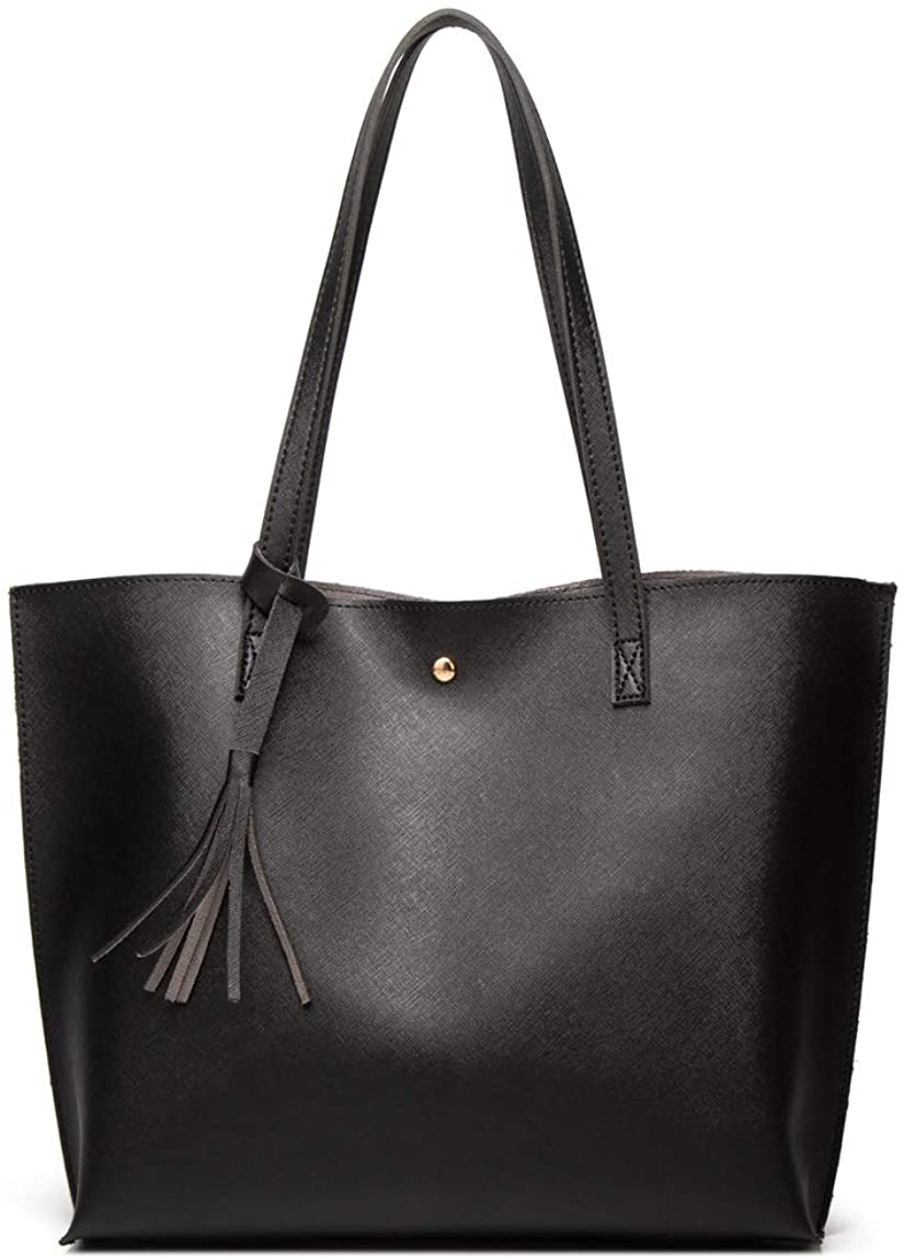 Women S Soft Faux Leather Tote Shoulder Bag from Dreubea, Big Capacity Tassel Handbag