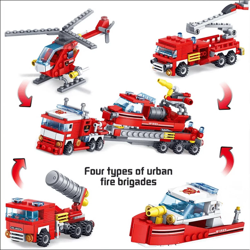 348PCS Robot Building Toy Kit, Kids Engineering Fire Truck Building Blocks
