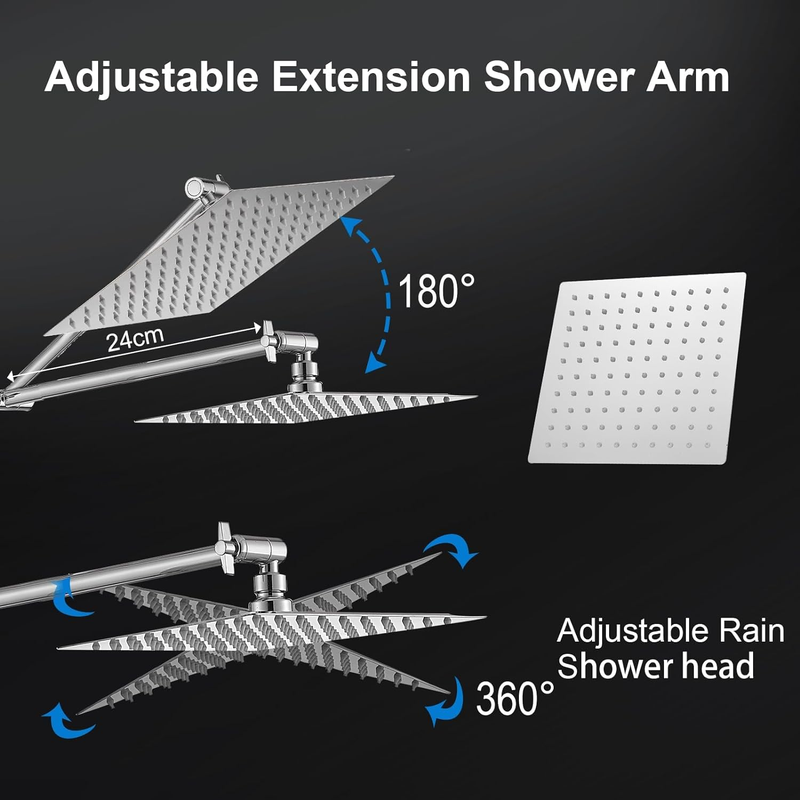 10 inch Rainfall Shower Head Combo in Stainless Steel with Handheld - 6 Spray Modes