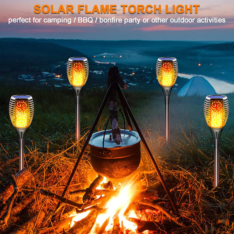 4 Pack Solar Lights - LED Light with Flickering Flame, Waterproof Solar Garden Lights 