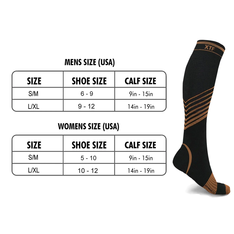 6 Pairs - Copper Compression Socks - Knee High for Running, Athletics, Travel and More