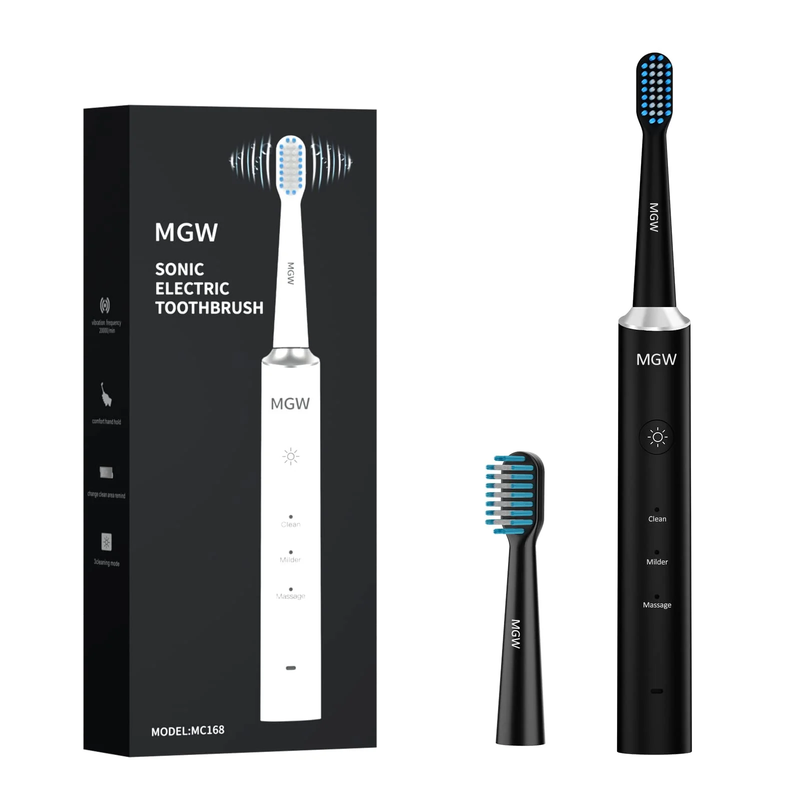 Sonic Electric Toothbrush with Smart Timer & 2 Replacement Brush Heads Included