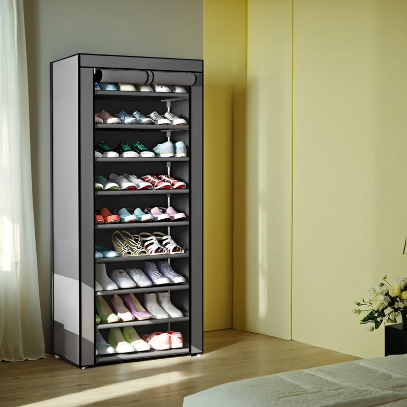 9 Tier Enclose-able Shoe Rack - Holds Up to 27 Pairs Shoes