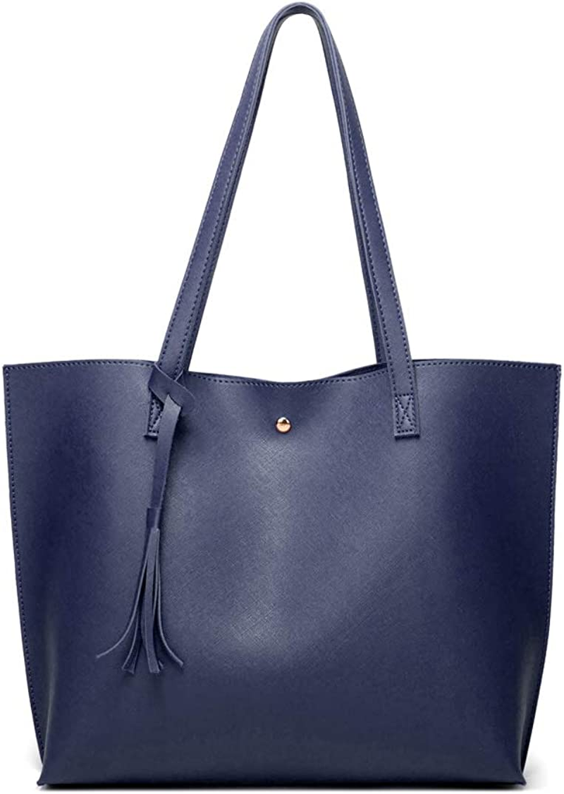 Women S Soft Faux Leather Tote Shoulder Bag from Dreubea, Big Capacity Tassel Handbag