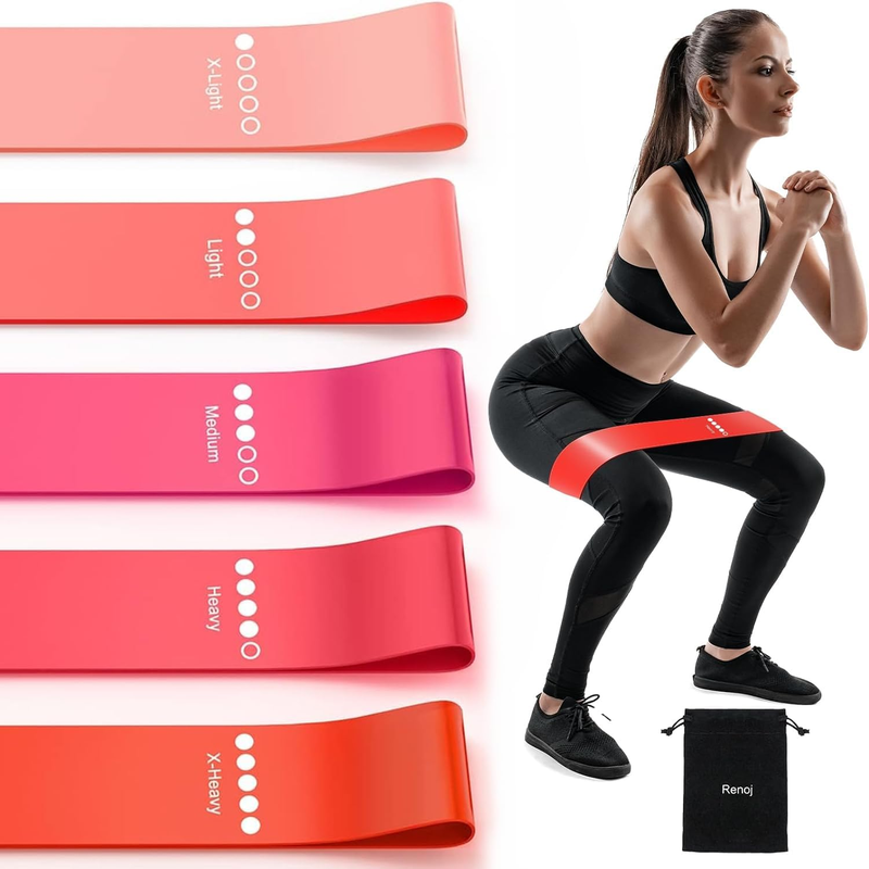 5 Set of Stretch Bands for Workouts With Instruction Manual and Carrying Bag