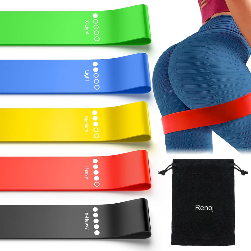 5 Set of Stretch Bands for Workouts With Instruction Manual and Carrying Bag