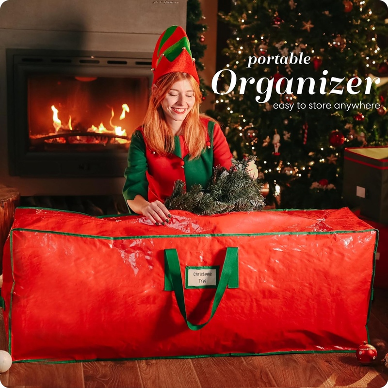 Christmas Tree Storage Bag - Stores Artificial Holiday Trees, Durable Waterproof Material, Zippered Bag, Carry Handles