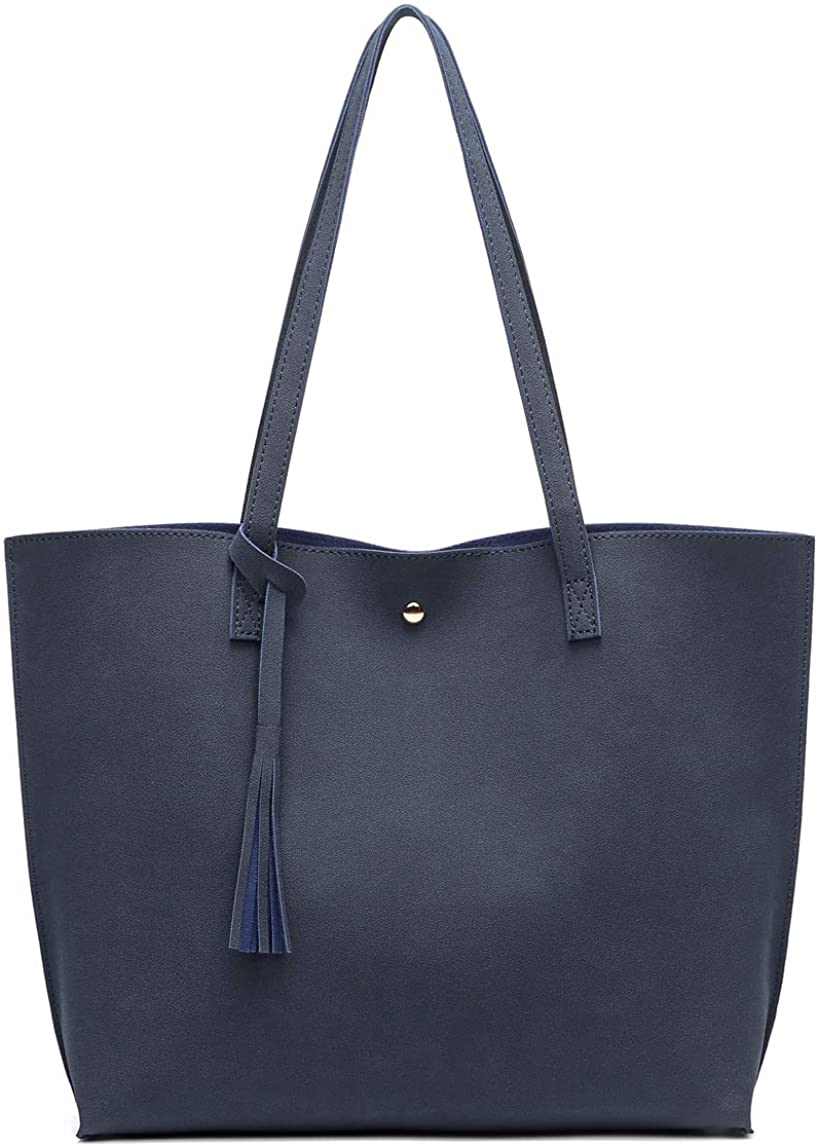 Women S Soft Faux Leather Tote Shoulder Bag from Dreubea, Big Capacity Tassel Handbag