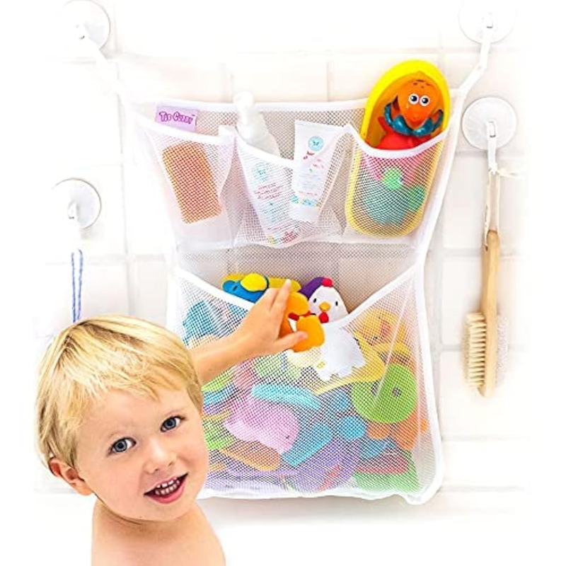 Bath Toy Storage Organizer - Mesh Shower Caddy with Hooks