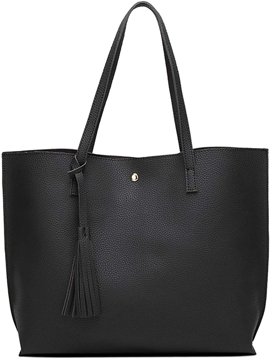 Women S Soft Faux Leather Tote Shoulder Bag from Dreubea, Big Capacity Tassel Handbag