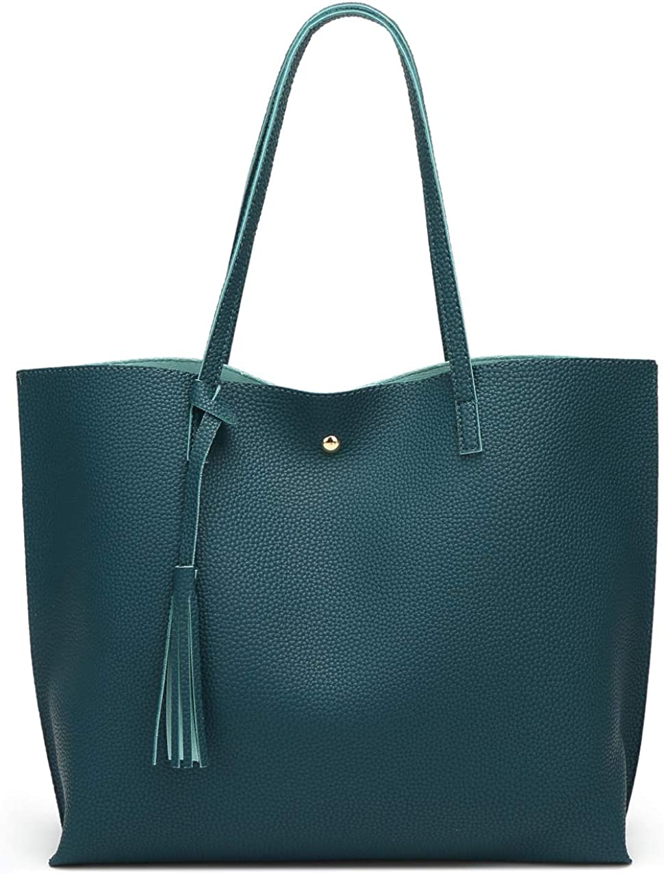 Women S Soft Faux Leather Tote Shoulder Bag from Dreubea, Big Capacity Tassel Handbag