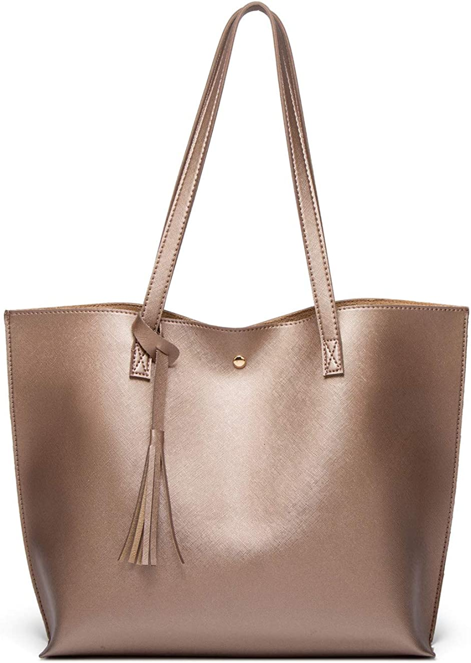 Women S Soft Faux Leather Tote Shoulder Bag from Dreubea, Big Capacity Tassel Handbag