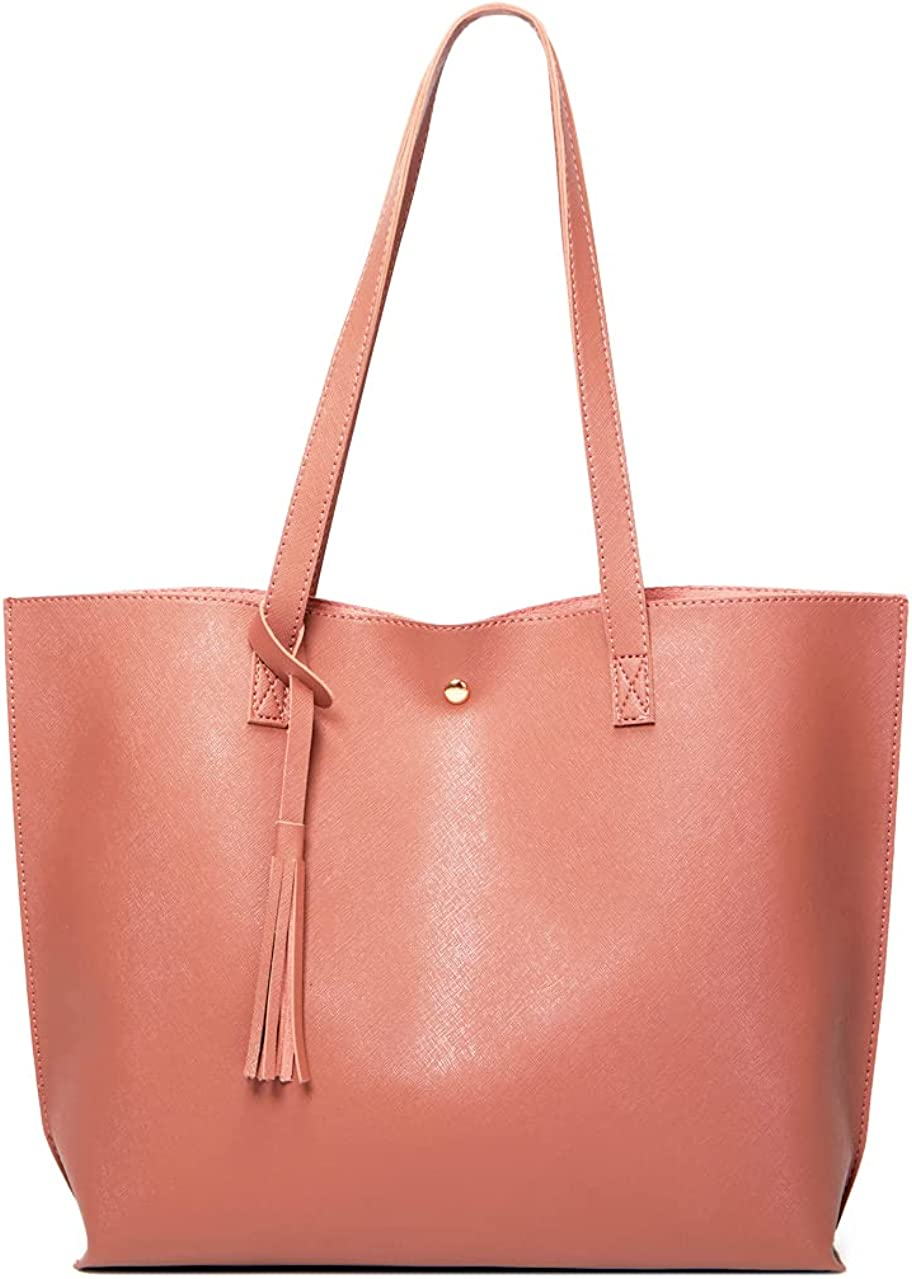 Women S Soft Faux Leather Tote Shoulder Bag from Dreubea, Big Capacity Tassel Handbag