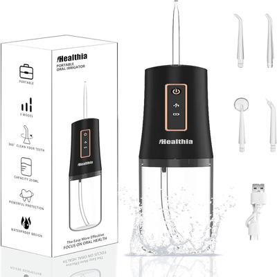 Portable Oral Irrigator Flosser with 3 Modes & 4 Jet Tips