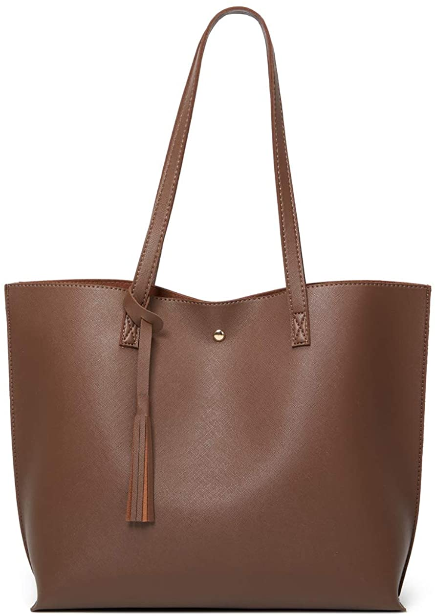 Women S Soft Faux Leather Tote Shoulder Bag from Dreubea, Big Capacity Tassel Handbag