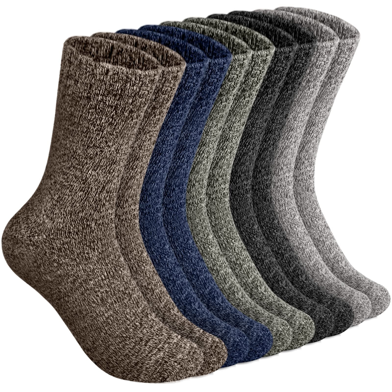 Mens Merino Wool Socks Winter Warm Hiking Thick Thermal Cozy Boot Crew Comfy Socks 5 Pairs