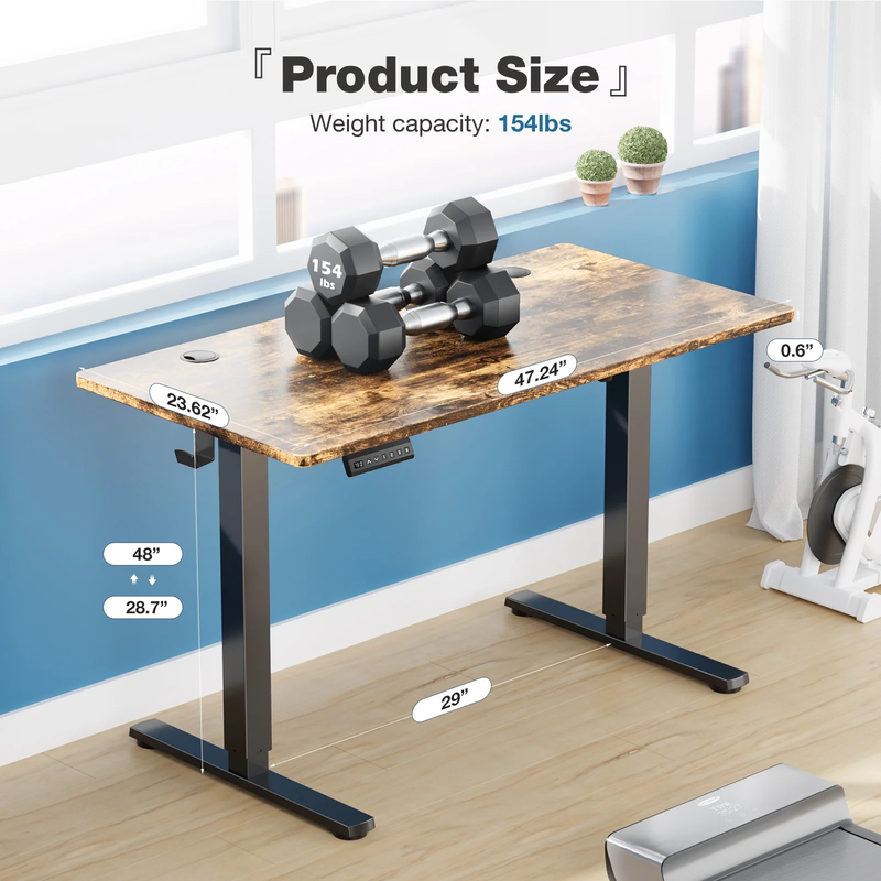 Electric Standing Desk, Height Adjustable with Memory Preset and T-Shaped Metal Brackets