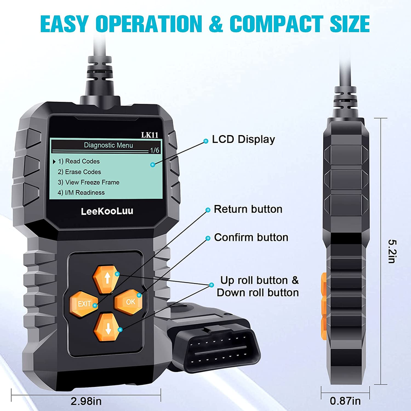 Professional Code Reader Diagnostic Scan Tools with Freeze Frame/I/M Readiness - OBD2 Scanner