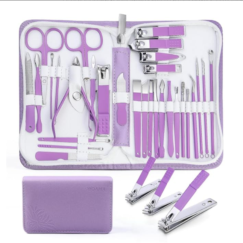 30 Piece Stainless Steel Professional Grooming Kit for Nail Care with Travel Case