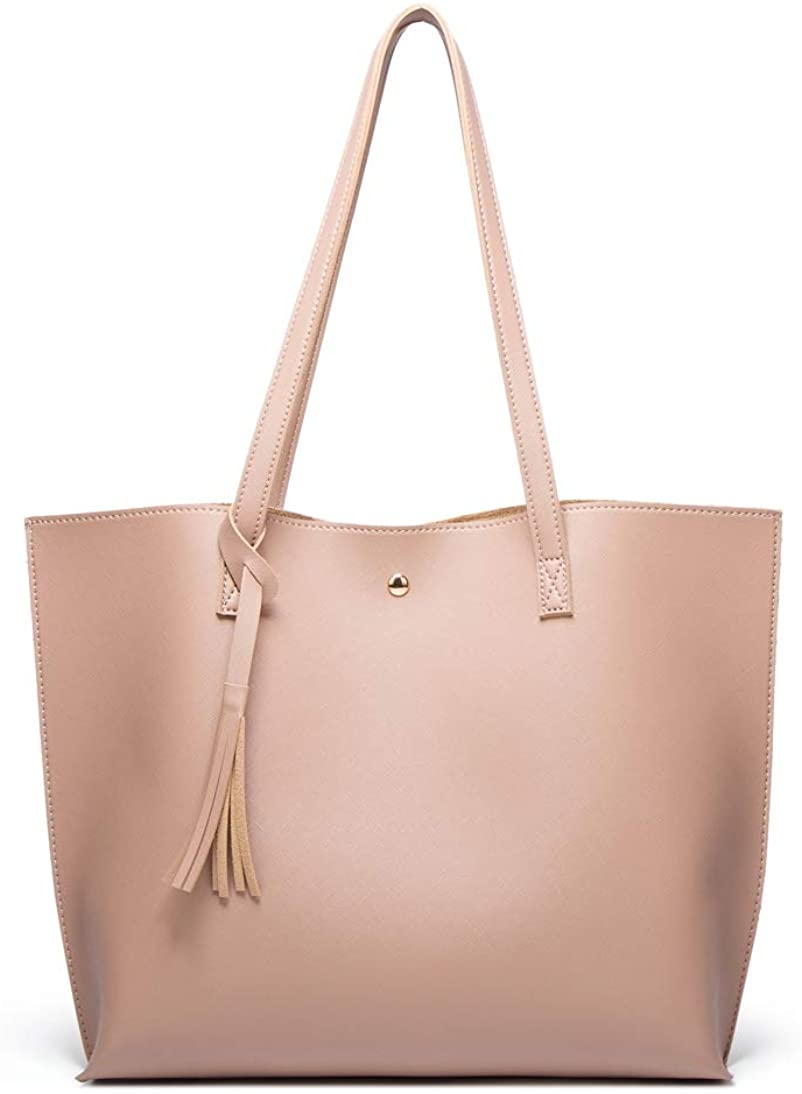 Women S Soft Faux Leather Tote Shoulder Bag from Dreubea, Big Capacity Tassel Handbag