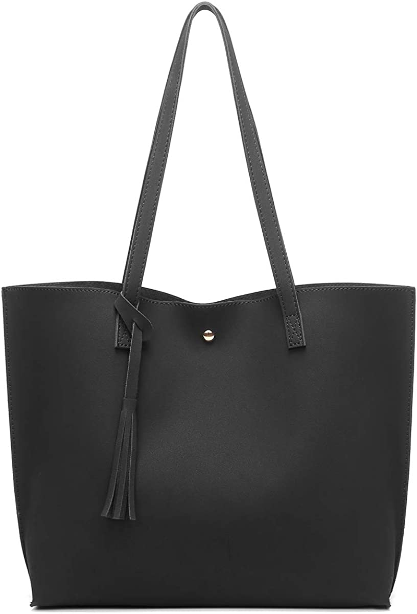 Women S Soft Faux Leather Tote Shoulder Bag from Dreubea, Big Capacity Tassel Handbag