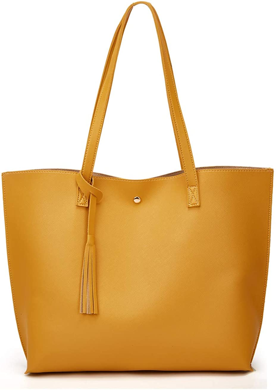 Women S Soft Faux Leather Tote Shoulder Bag from Dreubea, Big Capacity Tassel Handbag