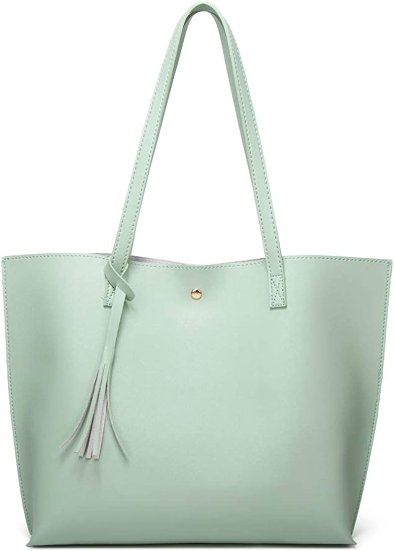 Women S Soft Faux Leather Tote Shoulder Bag from Dreubea, Big Capacity Tassel Handbag