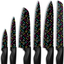 12 Pcs Colorful Pattern Kitchen Knife Set, 6 Stainless Steel Kitchen Knives with 6 Blade Guards, Dishwasher Safe